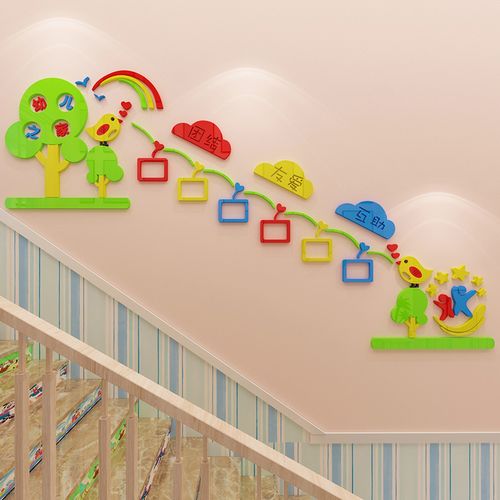 楼梯墙贴照片墙走廊环创主题墙区角布置贴纸幼儿园墙面装饰贴画
