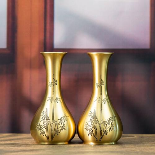 小铜记纯铜小花瓶摆件桌面铜花瓶装饰品佛前供奉花瓶插花瓶玉净瓶
