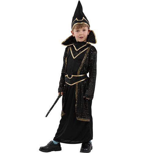 万圣节cosplay服装男儿童面具舞会魔法师演出服 哈利波特服表演服