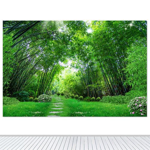 绿色竹林竹子客厅卧室墙贴壁画护眼竹林小路装饰画壁纸自然风景画