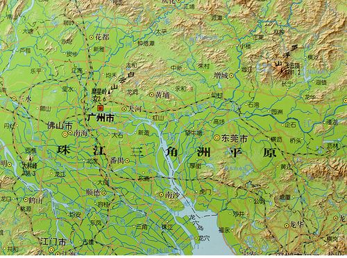 《广东省地形图地图挂图1.15米x0.