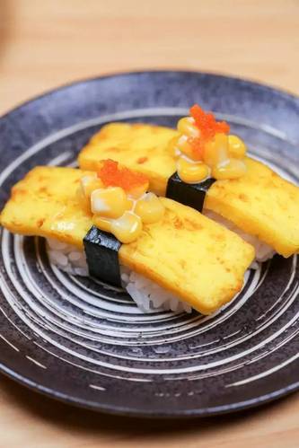 玉米玉子寿司￥10玉子的温润和香,鱼籽的新鲜和脆,玉米的鲜甜完美结合