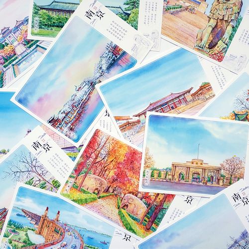 南京创意特色旅行景点旅游纪念品礼物卡片手绘风景摄影书签明信片