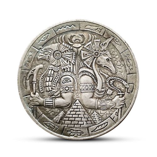 捡漏 埃及阿努比斯荷鲁斯银元硬币流浪币狗头鹰头人身法老守护神