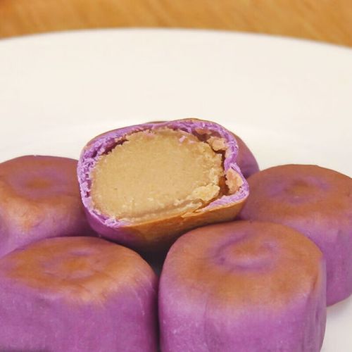 馋福建特产冰皮紫薯饼芋泥饼零食手工糕点早餐传统糕点 (6枚) 牛奶味