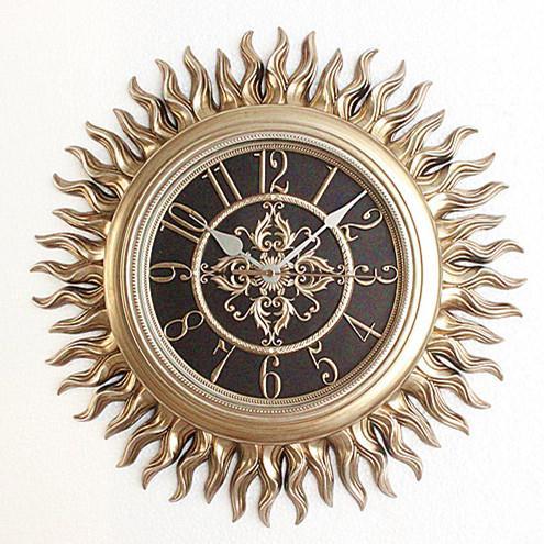 创意欧式复古装饰挂钟客厅圆形太阳艺术壁钟客厅静音钟表家居饰品