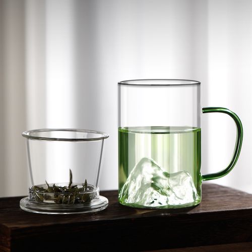 茶水分离杯子大容量水杯耐热玻璃杯带盖日式泡茶杯茶道杯个人专用