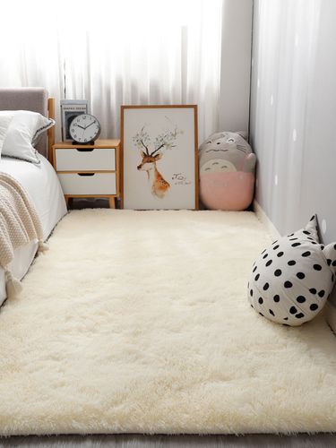 可爱白色毛绒地毯卧室满铺少女心房间网红同款加厚床边毯定制尺寸