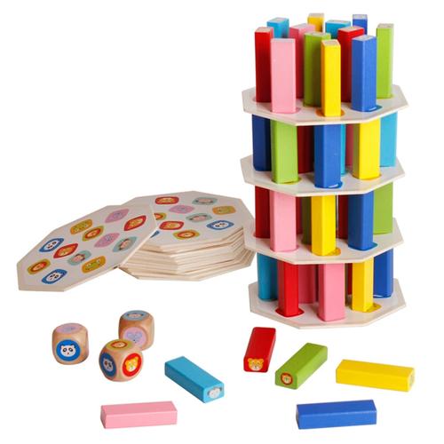 幼儿园小中班建构区桌面游戏叠叠高积木儿童拼搭木制益智区域玩具