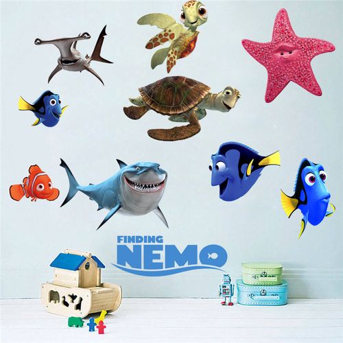 海底总动员3d立体自贴墙纸nemo发现小丑鱼水族馆墙壁装饰卡通贴纸