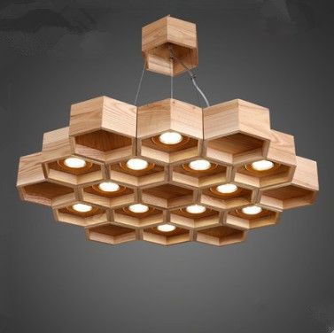北欧风格吊灯小客厅设计师创意艺术餐厅灯led蜂巢办公室实木灯具