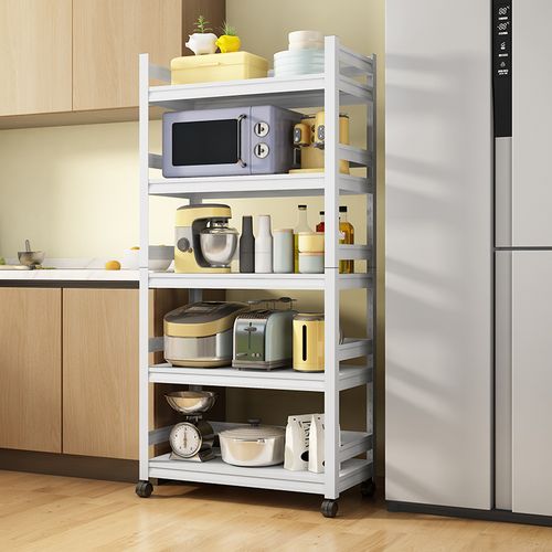 白色厨房置物架落地式多层多功能收纳架子微波炉烤箱厨房置物架