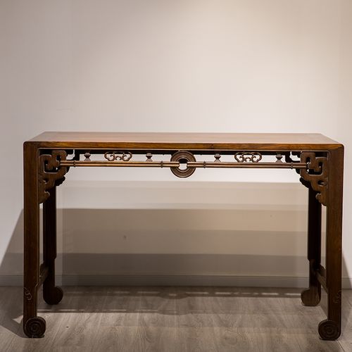 清代红木四面平拱璧纹画桌明清家具收藏古董真品老红木办公桌书桌