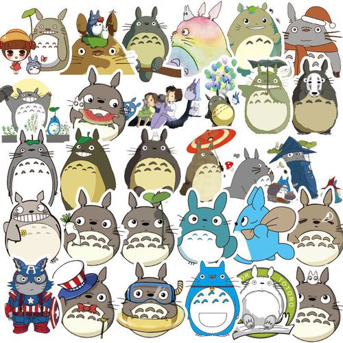 50张不重复宫崎骏龙猫卡通动漫形象创意动物贴纸个性装饰防水贴画
