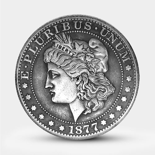 新款魔术币1877自由女神半美元硬币 仿古铜章美国纪念币把玩外币