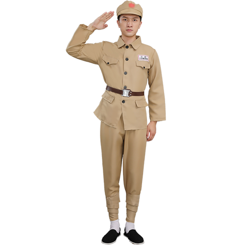 儿童成年人民解放军志愿服装男女女款八路老式红军儿童演出服