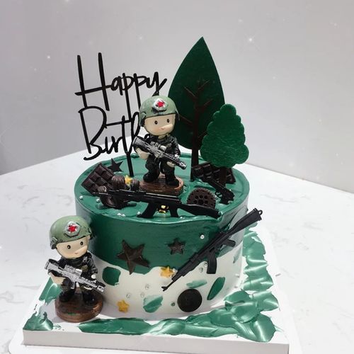 网红烘焙蛋糕摆件特种兵警察摆件兵哥哥生日蛋糕摆件小警察梦装饰