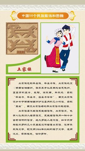 762海报印制展板写真832中国56个少数民族服饰图腾简介之5土家族