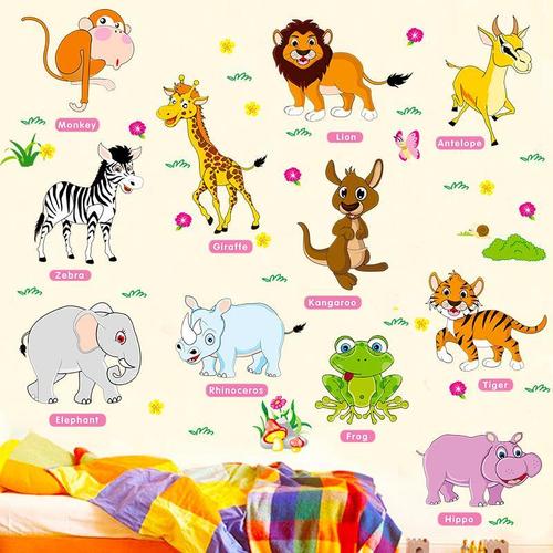 卡通动物英文字母宝宝贴画早教墙贴纸启蒙儿童幼儿园装饰教室布置