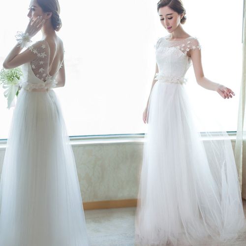 礼服白色仙女裙晚礼服宴会修身气质端庄大气优雅长款高贵结婚显瘦