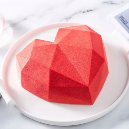 7寸折叠心形钻石心俄罗斯慕斯模具硅胶法式甜品淋面蛋糕家庭烘焙