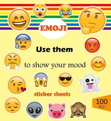 100张emoji表情包网红同款涂鸦贴李箱笔记本电脑ipad手机贴纸