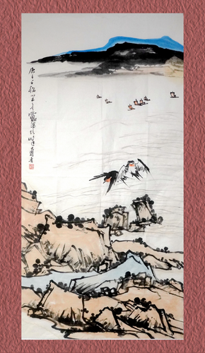 潘天寿山水画,经鉴定确认为纯手绘,宣纸所画真品,请自辨真伪.