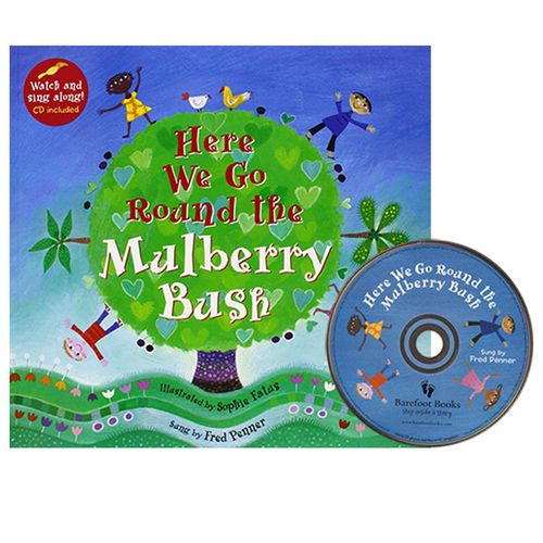 英文原版绘本 here we go round the mulberry bush 附cd 儿童生活