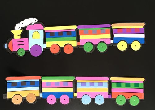 幼儿园教室环境装饰材料用品 墙壁场景布置 8节立体泡沫小火车