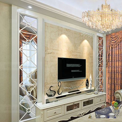中式简约亚克力镜面3d立体电视背景墙贴客餐厅玄关天花板吊顶装饰