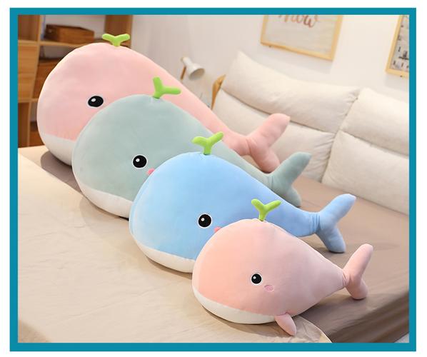 鲸鱼公仔毛绒玩具睡觉抱枕玩偶娃娃可爱大蓝鲸床上软粉色鲸鱼好好自己