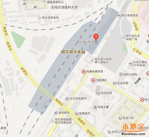 哈站前停车广场地图示意图电话:无地址:哈尔滨市南岗区铁路街1号