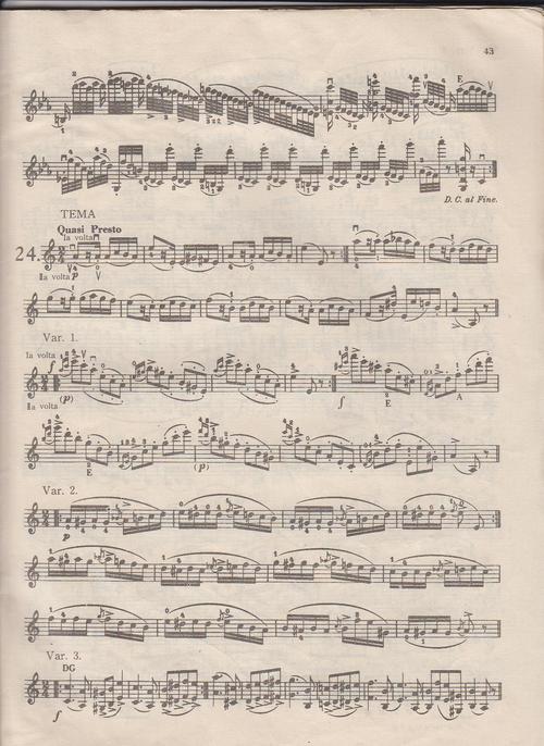 帕格尼尼24首小提琴随想曲乐谱分享