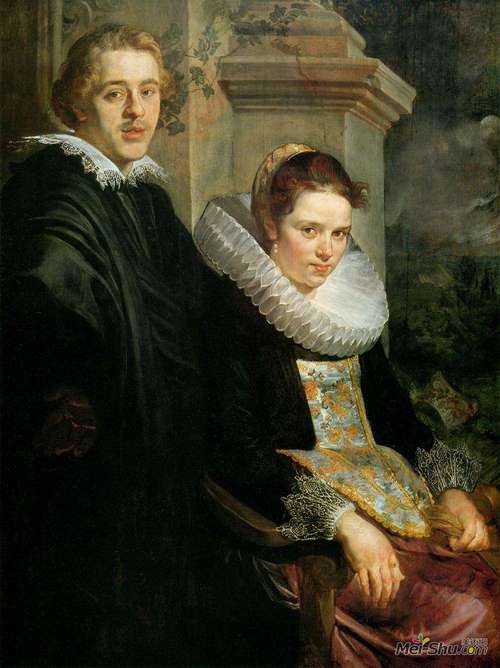 jacob jordaens雅各布布·乔登斯油画1853《一对年轻夫妇的肖像》
