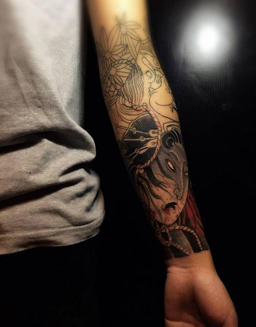未完作品纹身图片_手臂手部传统人物鬼神纹身图案