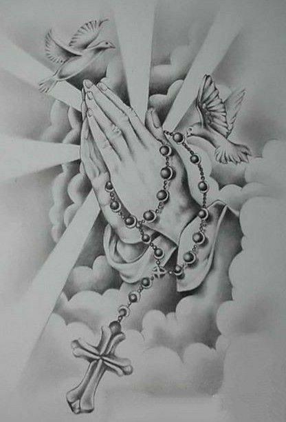 一组祈祷之手主题的纹身图片欣赏