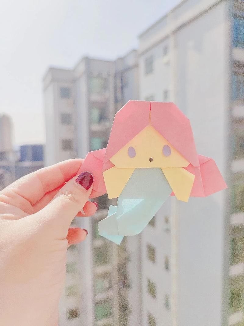 可爱小美人鱼折纸.#图文伙伴计划 #折纸教程 #幼儿园手工  - 抖音