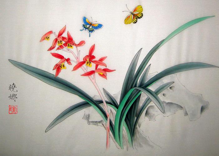 工笔画兰花欣赏与兰花的寓意和象征|兰花|喻为|神韵_新浪新闻