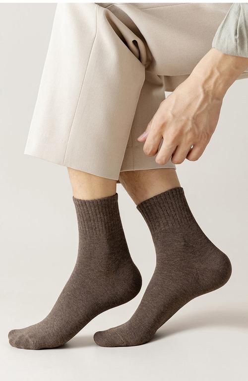 莫代尔5双新疆吸汗袜子男款中筒袜秋季透气防臭长袜厚冬天商务运动
