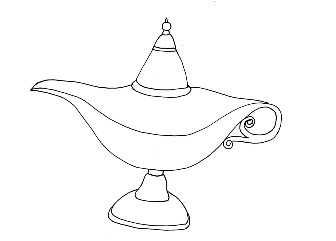 范画-阿拉丁神灯(有课件步骤) 适合8-9岁 童话世界里有一盏非常神奇的