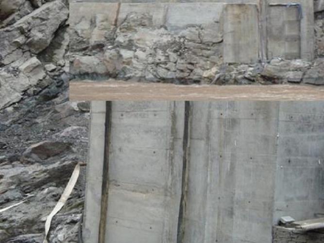 0m,混凝土防渗墙最大深度约53.7m,墙厚1m,防渗墙下接单排帷
