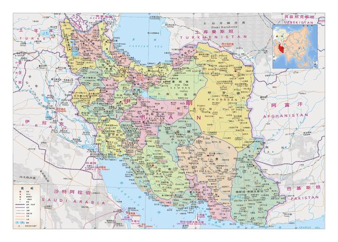 伊朗 无水印高清晰国家地图