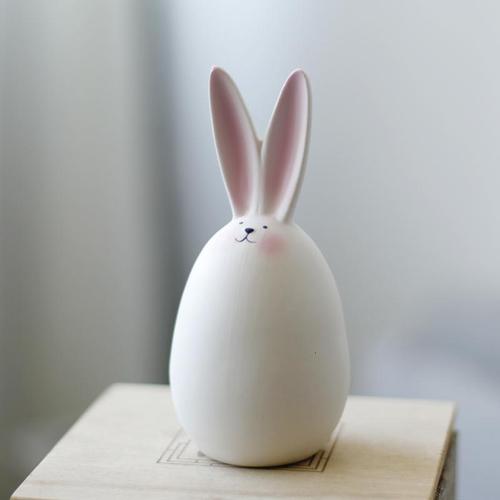 北欧创意可爱小动物客厅迷你陶瓷兔子摆件ins简约现代装家居饰品三维