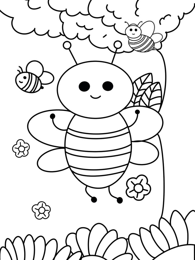 小蜜蜂93 儿童画 创意画 简笔画带线稿哦 #儿童简笔画# #创意儿童画
