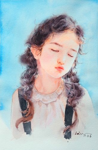 唯美水彩人物作品集欣赏,超可爱的小女生水彩画