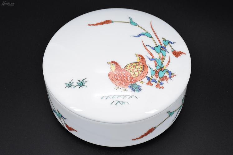 (72)日本传统工艺陶瓷器 源山窑《有田烧花鸟纹盖碗》原盒一件全 日本