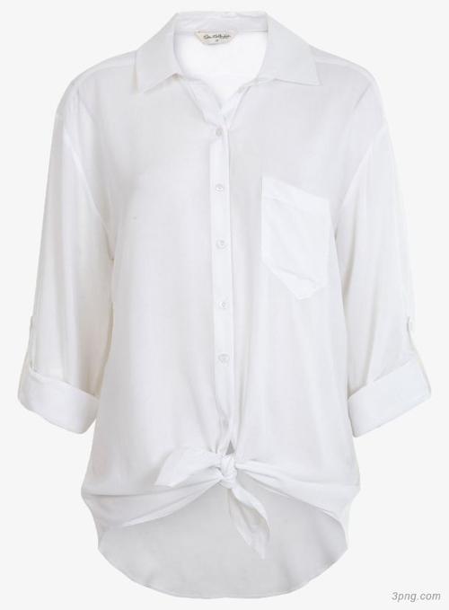 白色圆领时尚简约流行衬衫png素材透明免抠图片-其他元素
