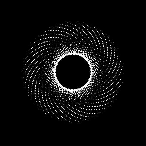 黑底白色圆点线条组成简约圆形矢量图