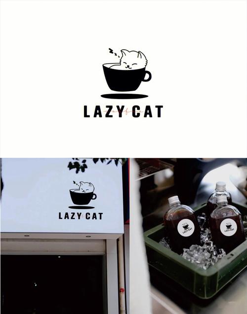 猫咪睡着了logo设计品牌设计咖啡甜品