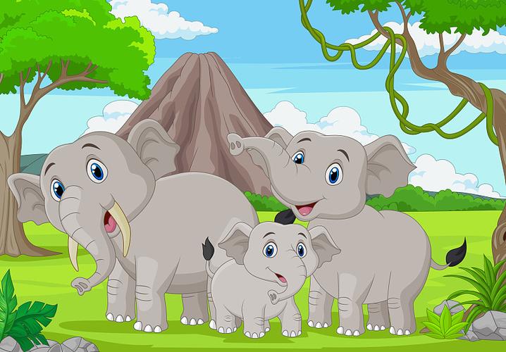 卡通大象家族在丛林里图片